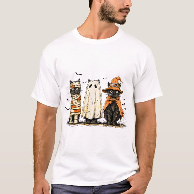 Black Cat Witch Scary Halloween Pumpkin Women T-Shirt (Front)