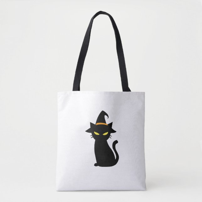 Black Cat Witch Tote Bag (Front)
