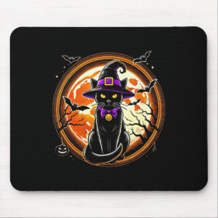 Black Cat Witch Vintage Cats Scary Halloween Cat Mouse Mat
