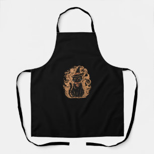 Black Cat Witch Wizard Mystical Cute Black Cat Lov Apron