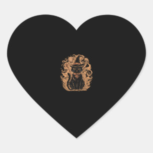 Black Cat Witch Wizard Mystical Cute Black Cat Lov Heart Sticker