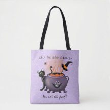 Black Cat & Witch's Cauldron Purple Halloween