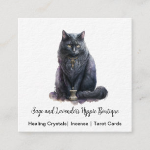 Black Cat Witch's Familiar  Square Business Card