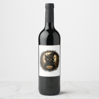 Black Cat Witchy Pumpkin Moon Spooky Halloween Wom Wine Label