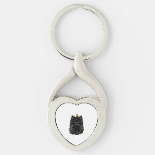 Black Cat with a Crown DIgital Art Key Ring