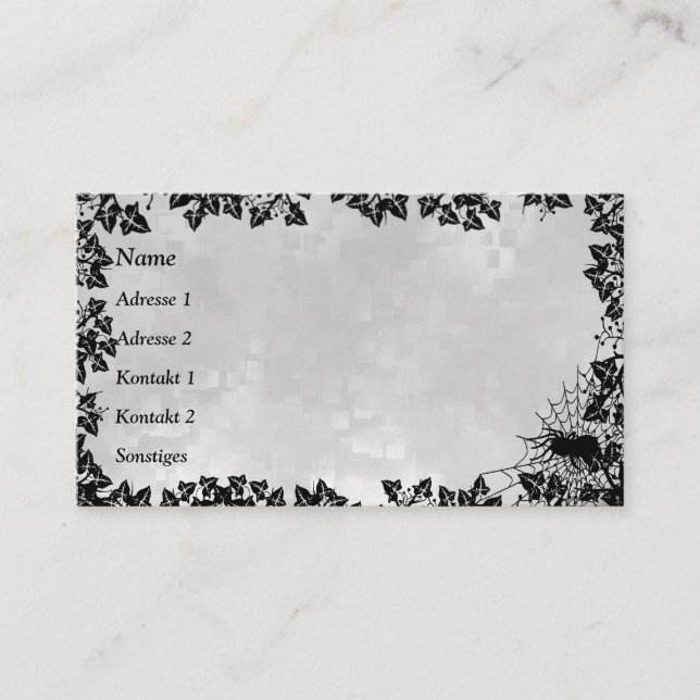 Black Cat with Bat and Spider Business Card (Front)