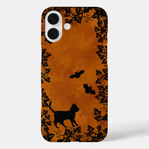 Black Cat with Bat iPhone 16 Plus Case