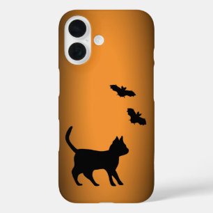 Black Cat with Bat iPhone 16 Case