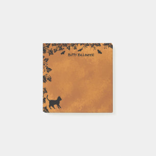 Black Cat with Bat , Happy Halloween Post-it Notes