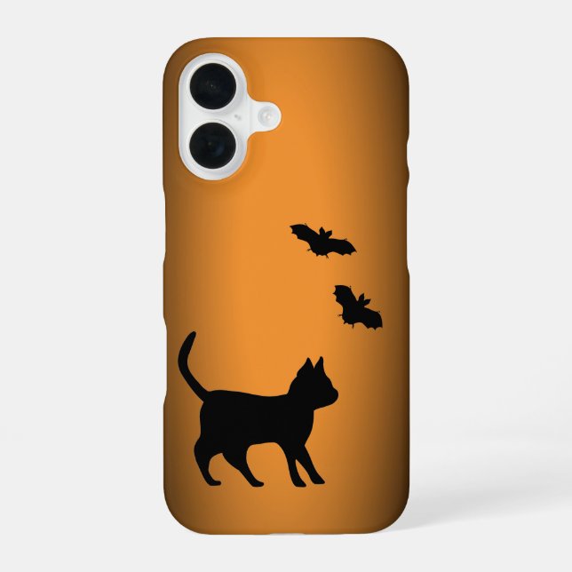 Black Cat with Bat iPhone 16 Case (Back)