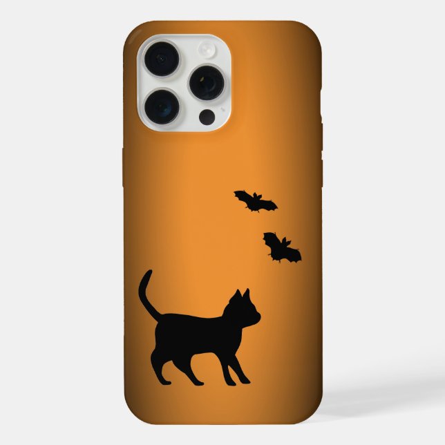 Black Cat with Bat iPhone Case (Back)