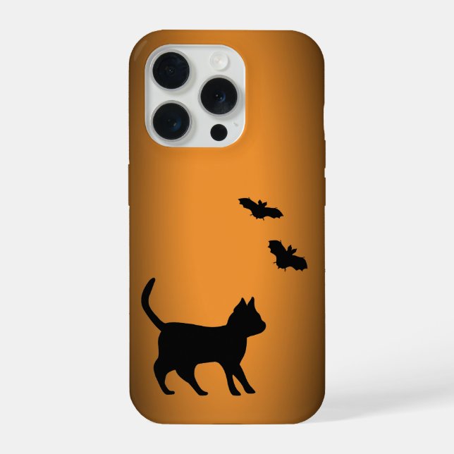 Black Cat with Bat iPhone Case (Back)