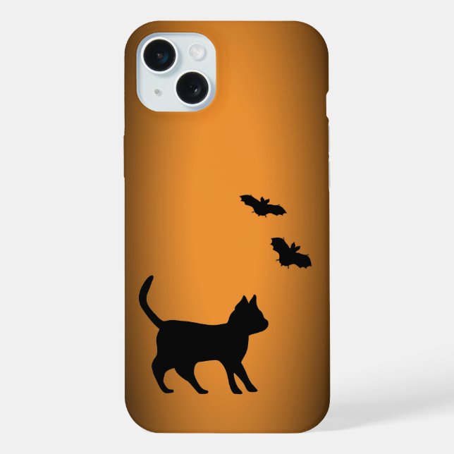 Black Cat with Bat iPhone Case (Back)