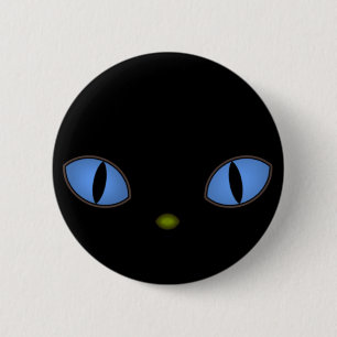 Black Cat With Big Blue Eyes 6 Cm Round Badge