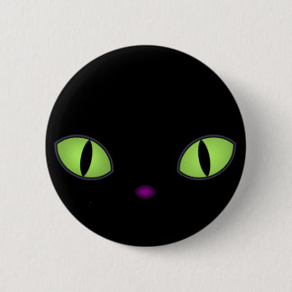 Black Cat With Big Green Eyes 6 Cm Round Badge
