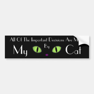 Black Cat With Big Green Eyes Bumper Sticker