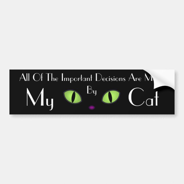 Black Cat With Big Green Eyes Bumper Sticker (Front)