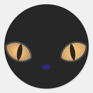 Black Cat With Big Orange Eyes Classic Round Sticker