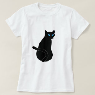 Black Cat with Blue Eyes - Add Your Text T-Shirt