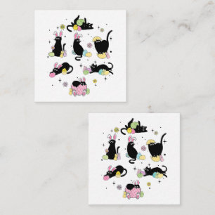 Black Cat with Bunny Eggs Card