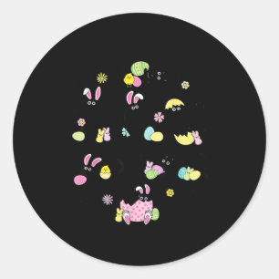 Black Cat With Bunny Eggs Happy Easter Day Matchin Classic Round Sticker