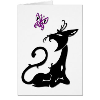 Black Cat with Butterfly Card