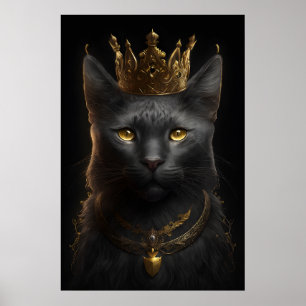 Black cat with Crown - Poster Wall art