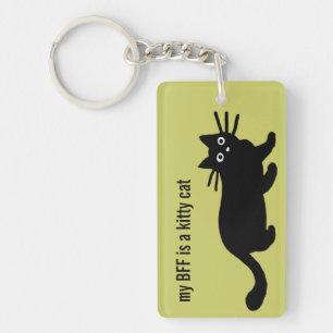 Black Cat with Customisable Colour and Text Key Ring