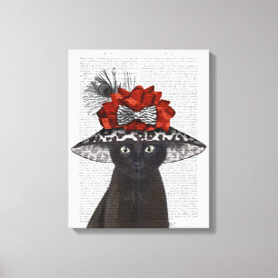 Black Cat with Fabulous Hat 2 Canvas Print