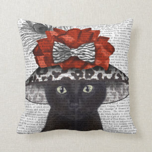 Black Cat with Fabulous Hat Cushion