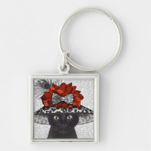 Black Cat with Fabulous Hat Key Ring