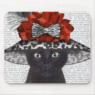 Black Cat with Fabulous Hat Mouse Mat