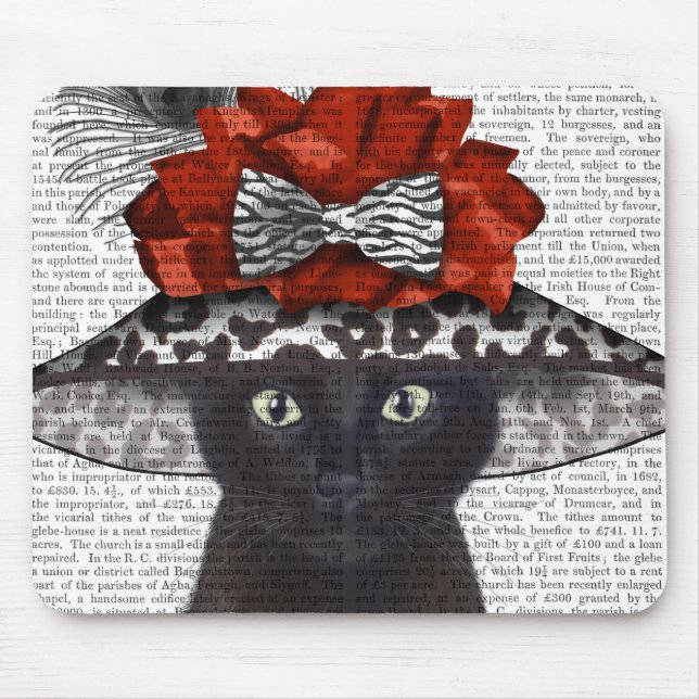 Black Cat with Fabulous Hat Mouse Mat (Front)