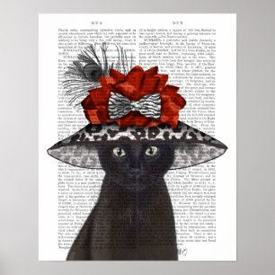 Black Cat with Fabulous Hat Poster