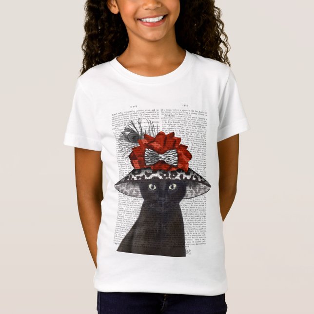 Black Cat with Fabulous Hat T-Shirt (Front)