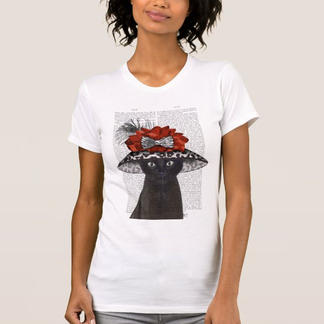 Black Cat with Fabulous Hat T-Shirt (Front)