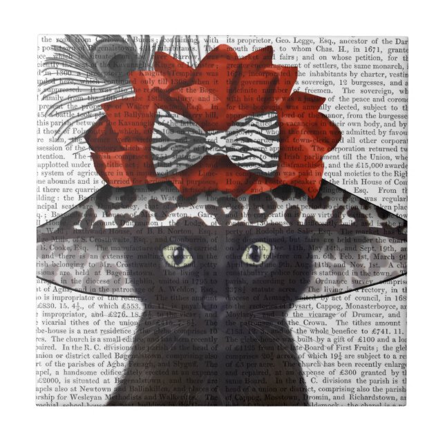 Black Cat with Fabulous Hat Tile (Front)