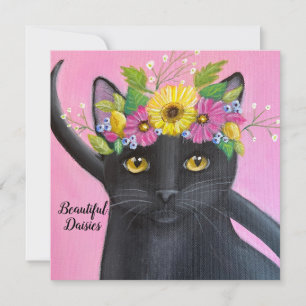 Black Cat with Flower Crown
