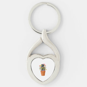 black cat with flower key ring