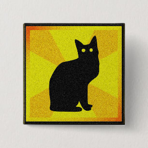 Black Cat with Glowing Eyes - 15 Cm Square Badge
