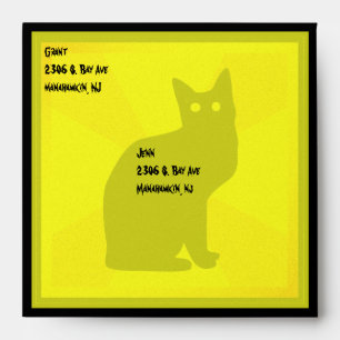 Black Cat with Glowing Eyes - Envelope