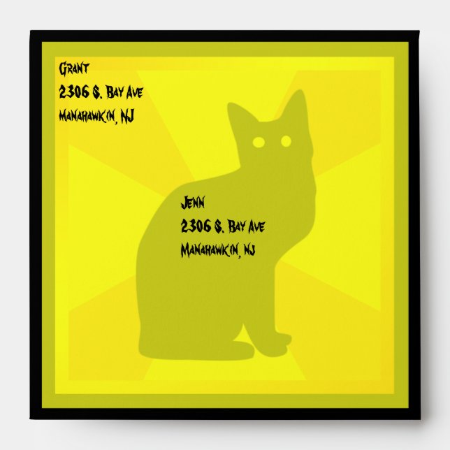 Black Cat with Glowing Eyes - Envelopes (Front)