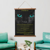 Black cat with green eye looking at you Desiderata