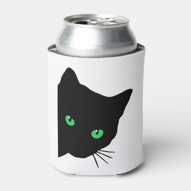 black cat with green eyes   can cooler (Can Front)