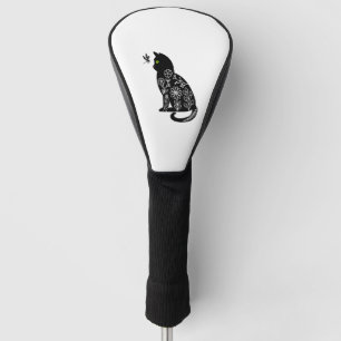 Black cat with green eyes golf head cover