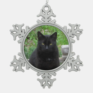 Black Cat with Green Eyes Ornament