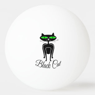Black cat with green eyes ping pong ball