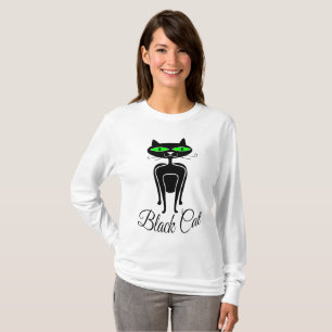 Black cat with green eyes T-Shirt