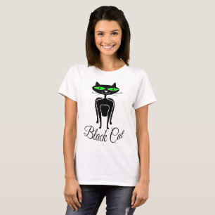 Black cat with green eyes T-Shirt
