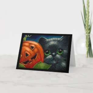 BLACK CAT WITH HALLOWEEN PUMPKIN CUSTOMIZE CARD